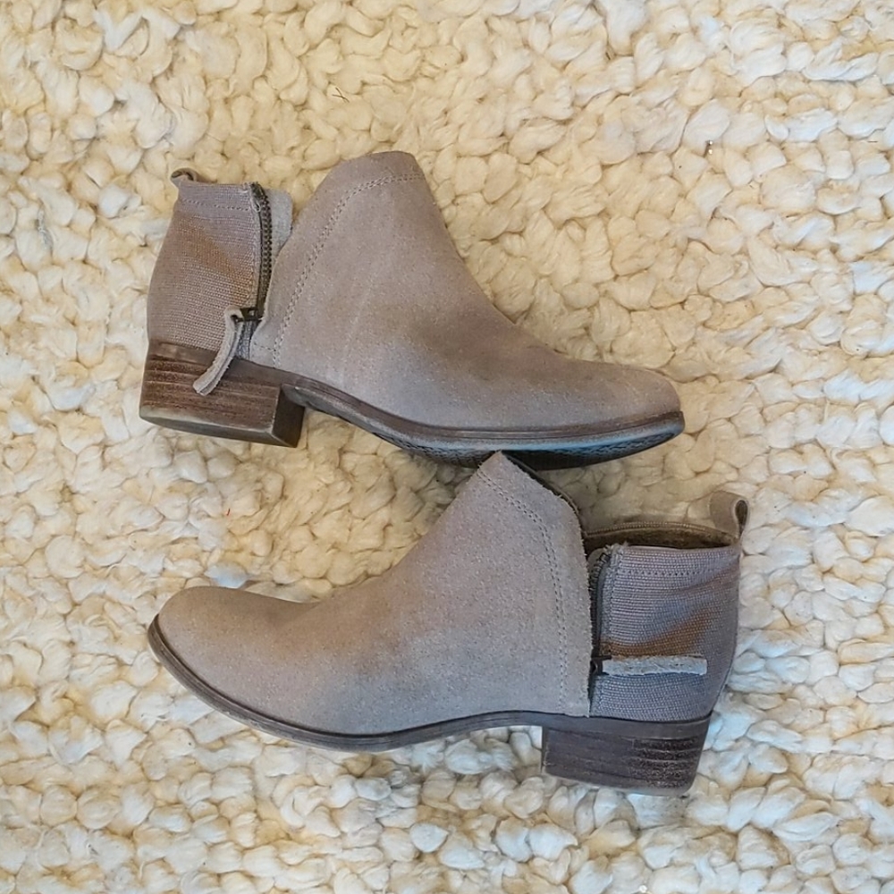 Toms Suede/Canvas Booties Taupe
